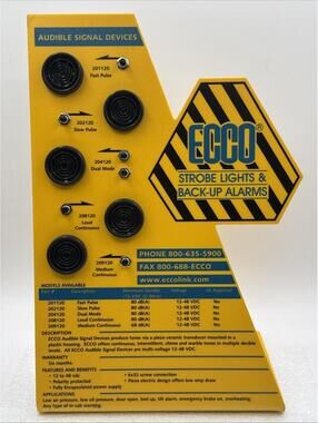 ECCO Electronics Store Display Audible Signal Devices Yellow 14x9” Plastic Rare